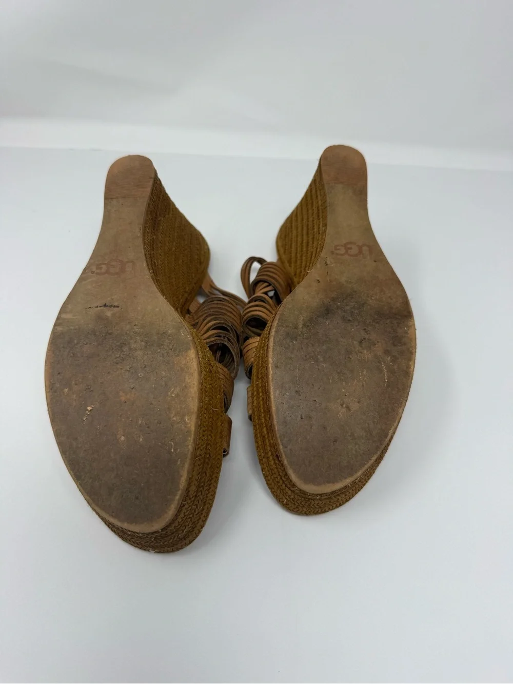 UGG Women's Brown Braided Wedge Sandals size 9